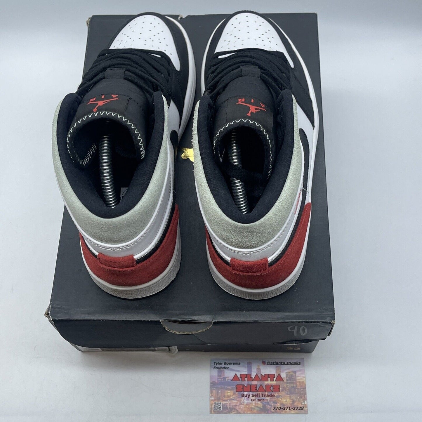 Size 8 - Air Jordan 1 SE Mid Red Black Toe White Suede (852542-100)