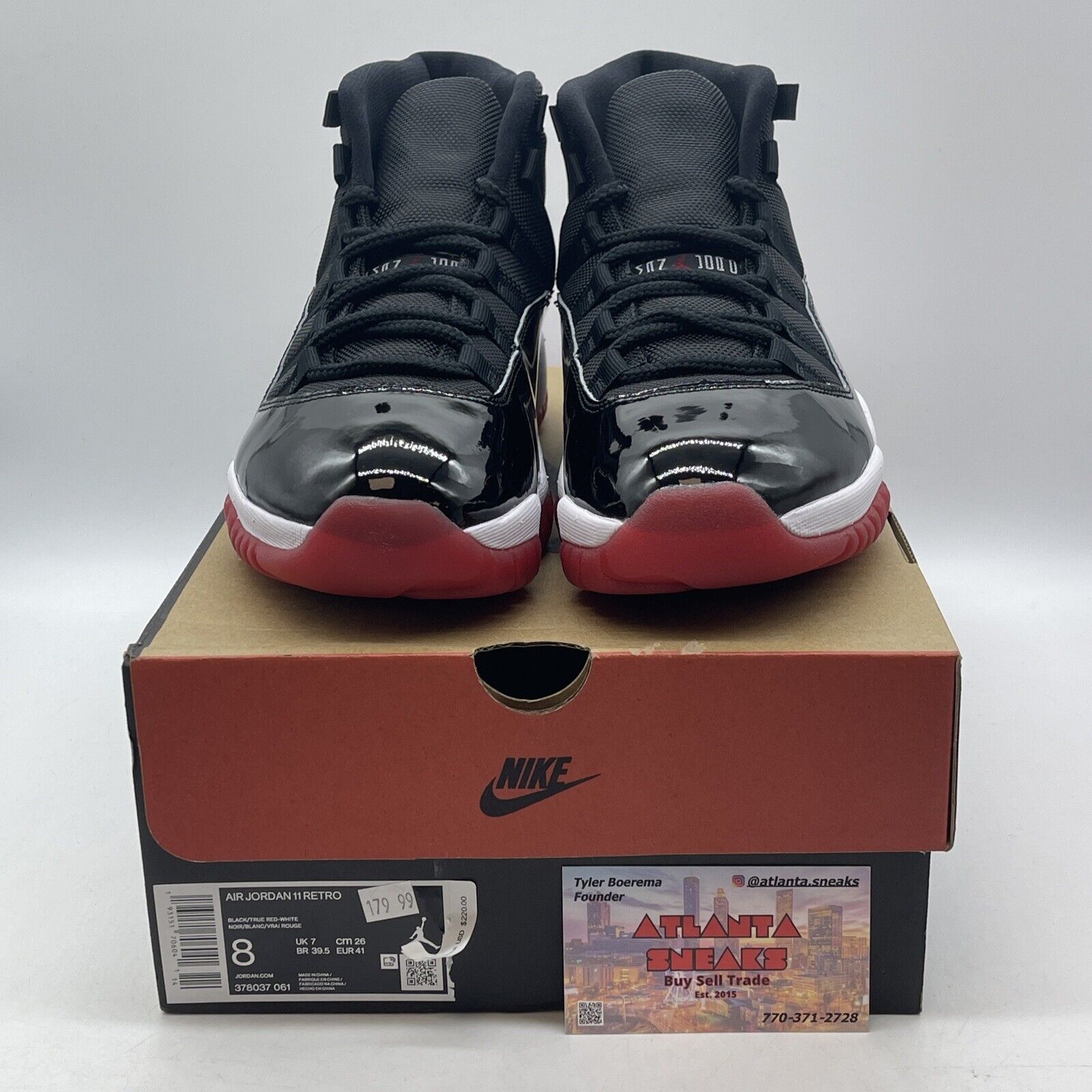 Size 8 - Jordan 11 Retro High Bred Red White Black Leather (378037-061)