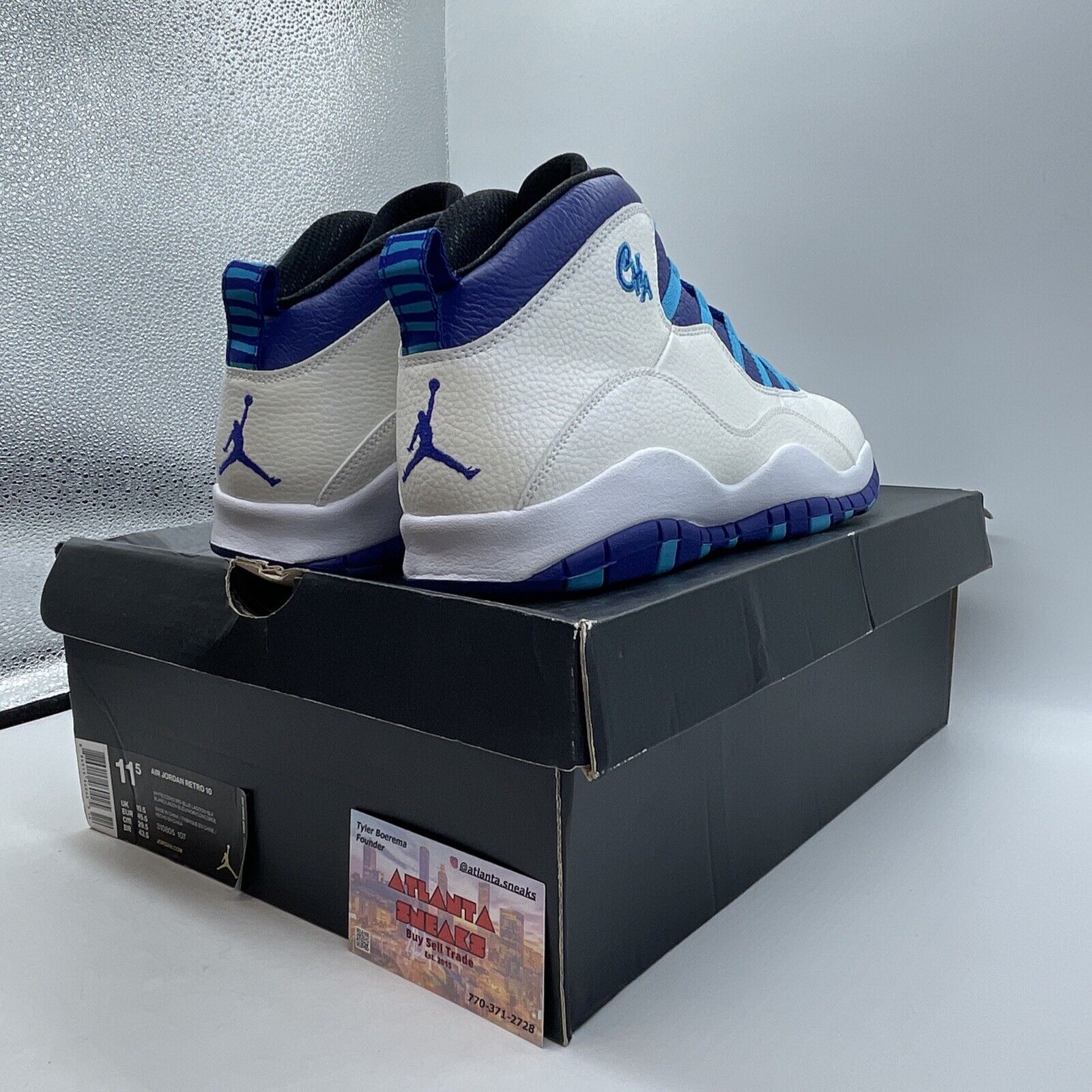 Size 11.5 - Air Jordan 10 Retro Charlotte Hornets White Blue (310805-107)