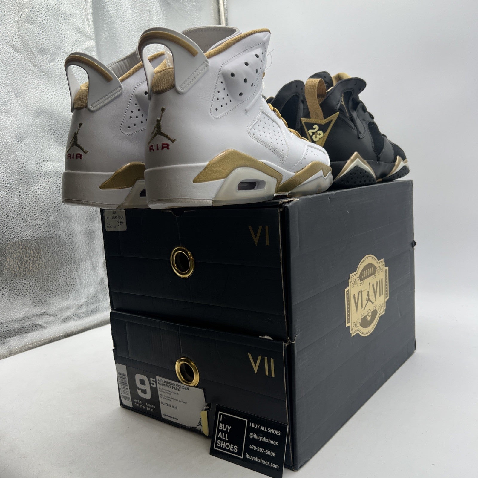 Size 9.5 - Air Jordan 7/6 Retro Golden Moments Pack (535357-935)
