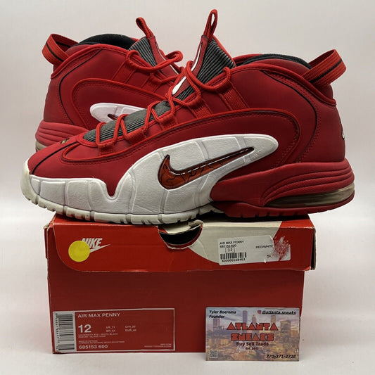 Size 12 - Nike Air Max Penny 1 University Red White Suede Black