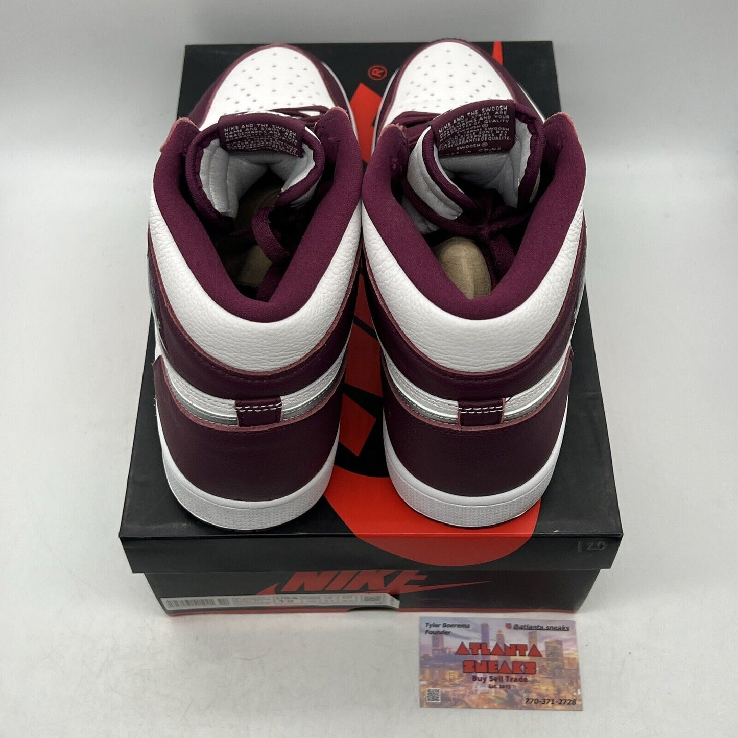 Size 12 - Jordan 1 Retro High OG Bordeaux White Silver Leather (555088-611)