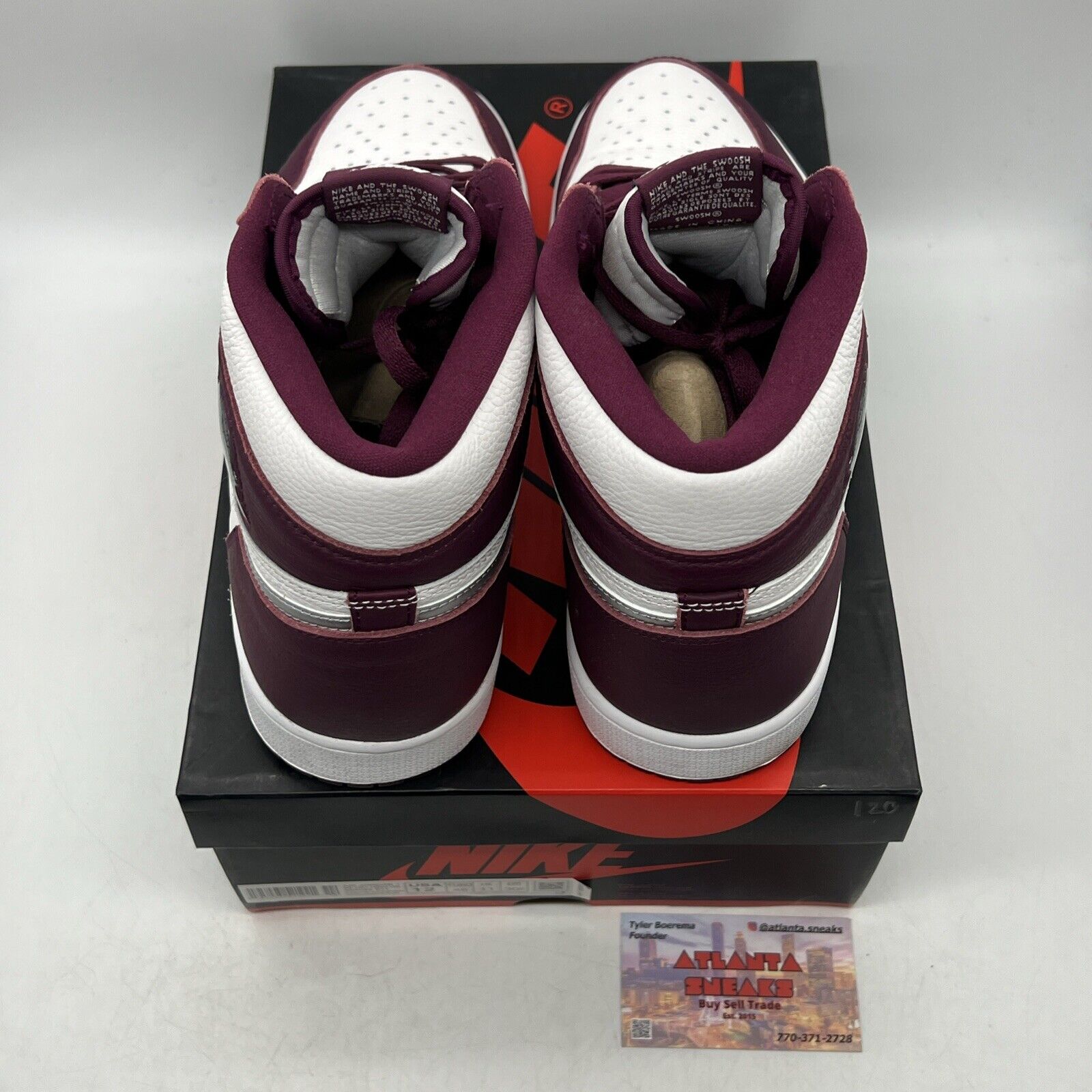 Size 12 - Jordan 1 Retro High OG Bordeaux White Silver Leather (555088-611)