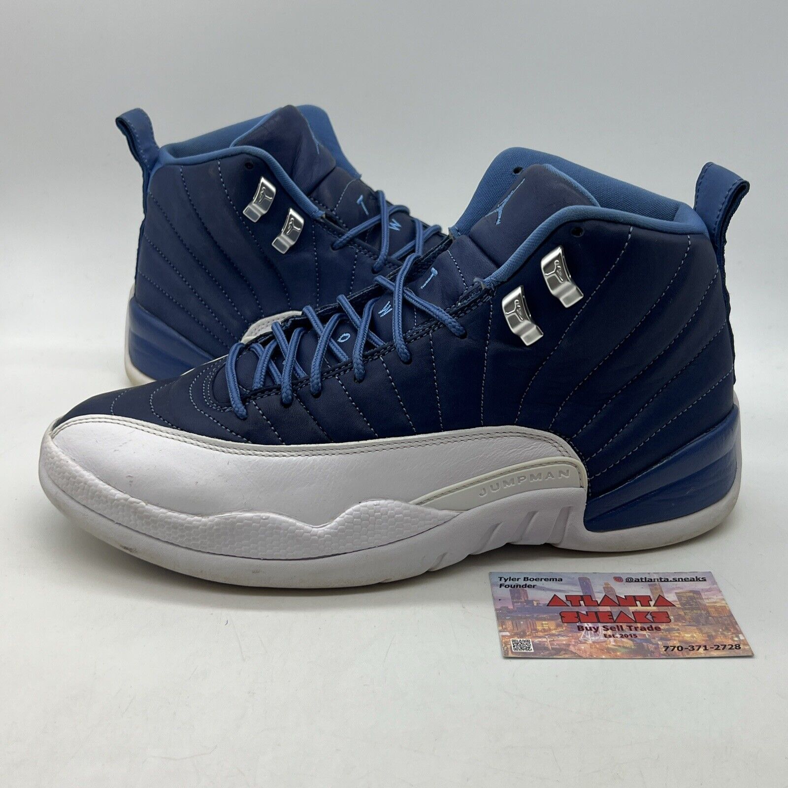 Size 10 - Jordan 12 Retro Indigo 2020 White Navy Leather (130690-404)