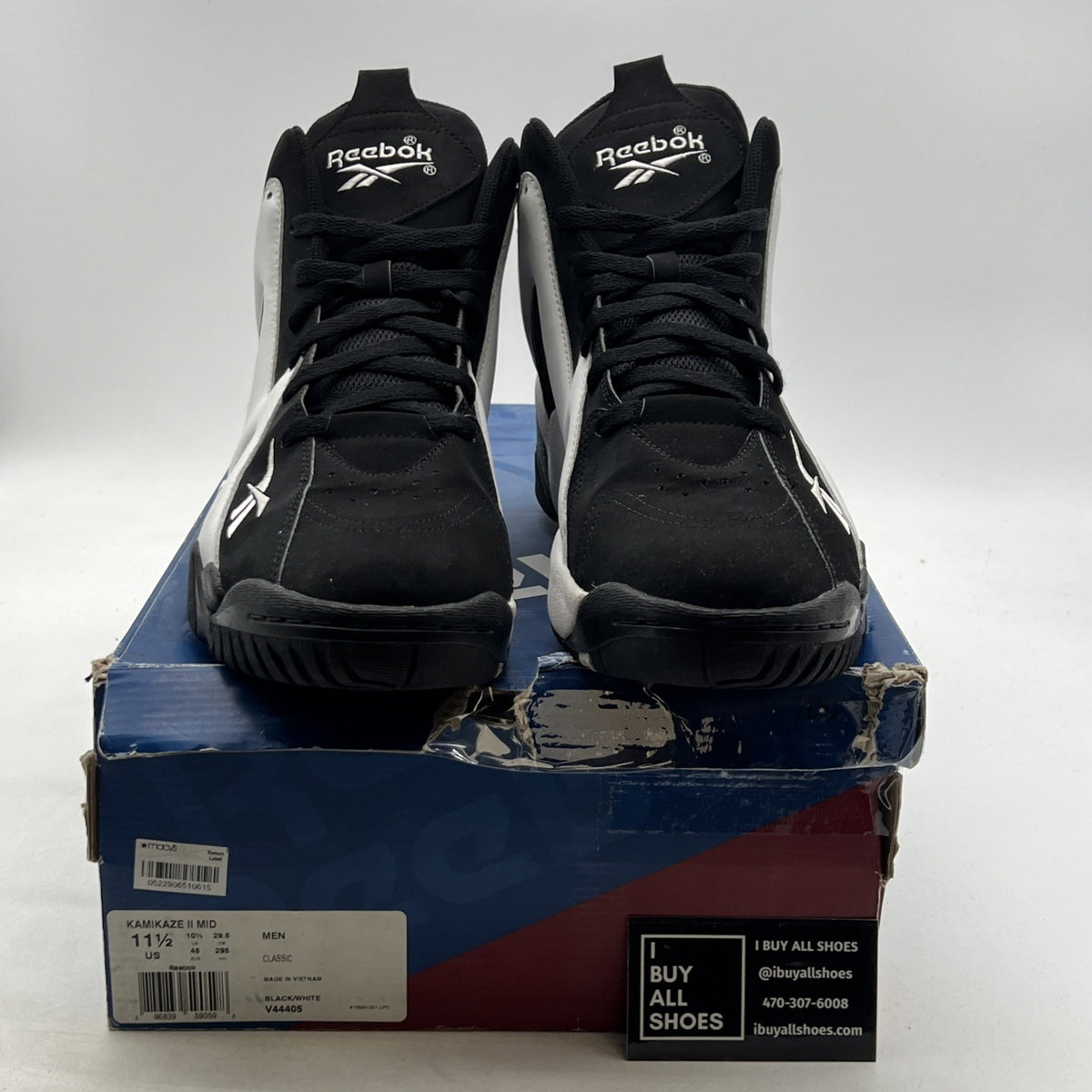 Size 11.5 - Reebok Kamikaze 2 Retro 2013 Black White (V44405)