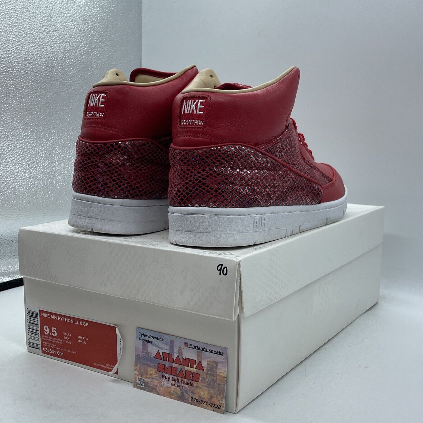 Size 9.5 - Nike Air Python Lux Sp Red White Black Leather (632631-601