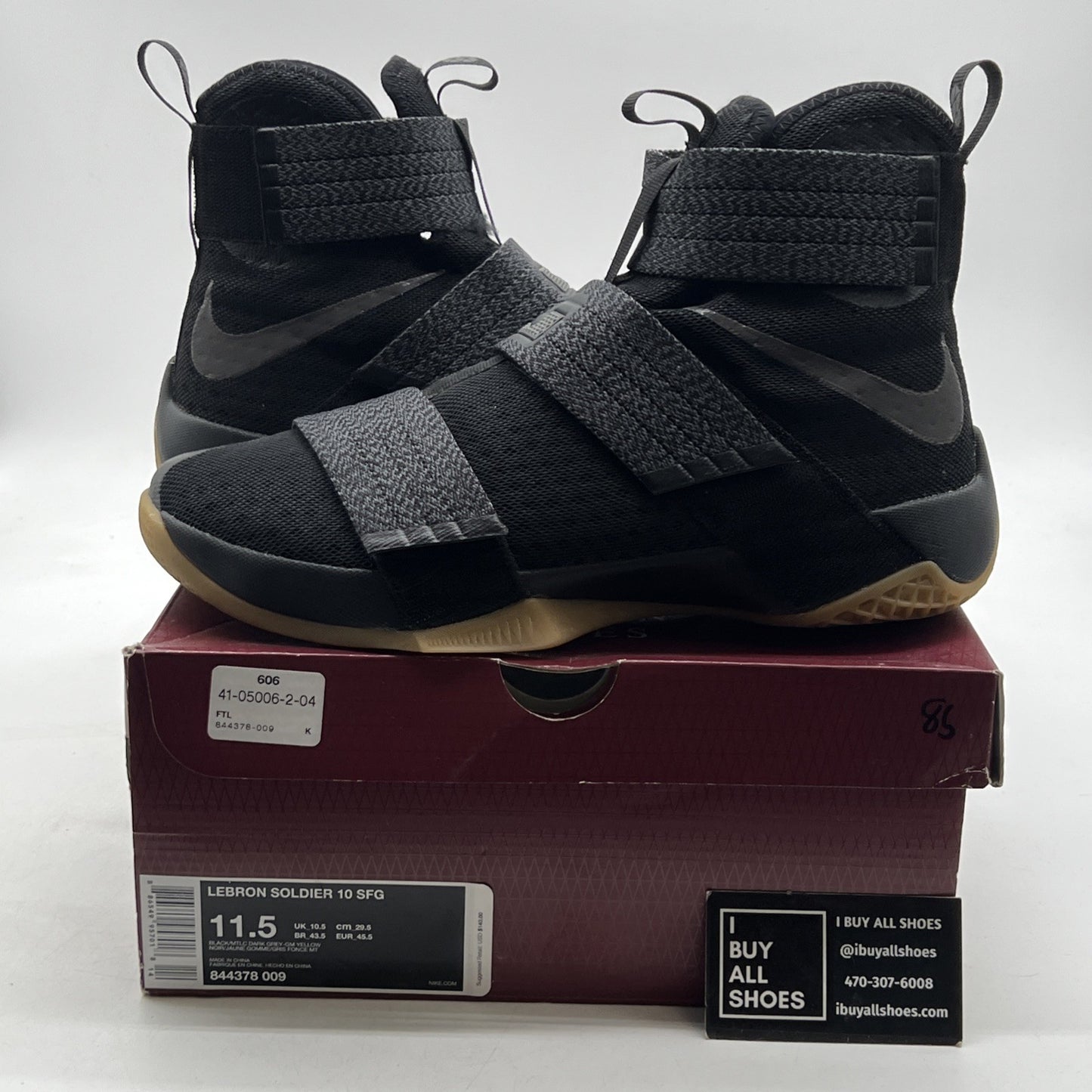 Size 11.5 - Nike LeBron Soldier 10 SFG Black Gum (844378-009)