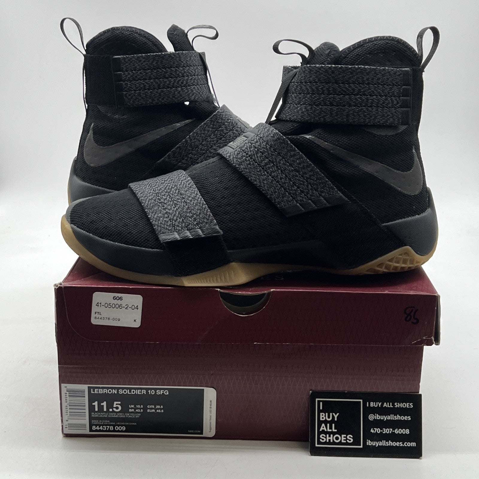 Size 11.5 - Nike LeBron Soldier 10 SFG Black Gum (844378-009)