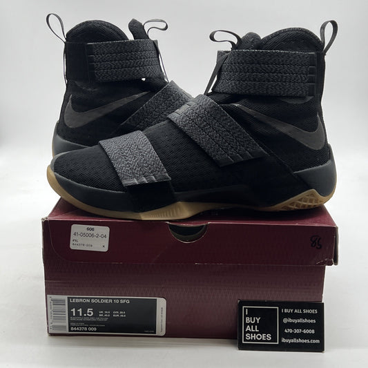 Size 11.5 - Nike LeBron Soldier 10 SFG Black Gum (844378-009)
