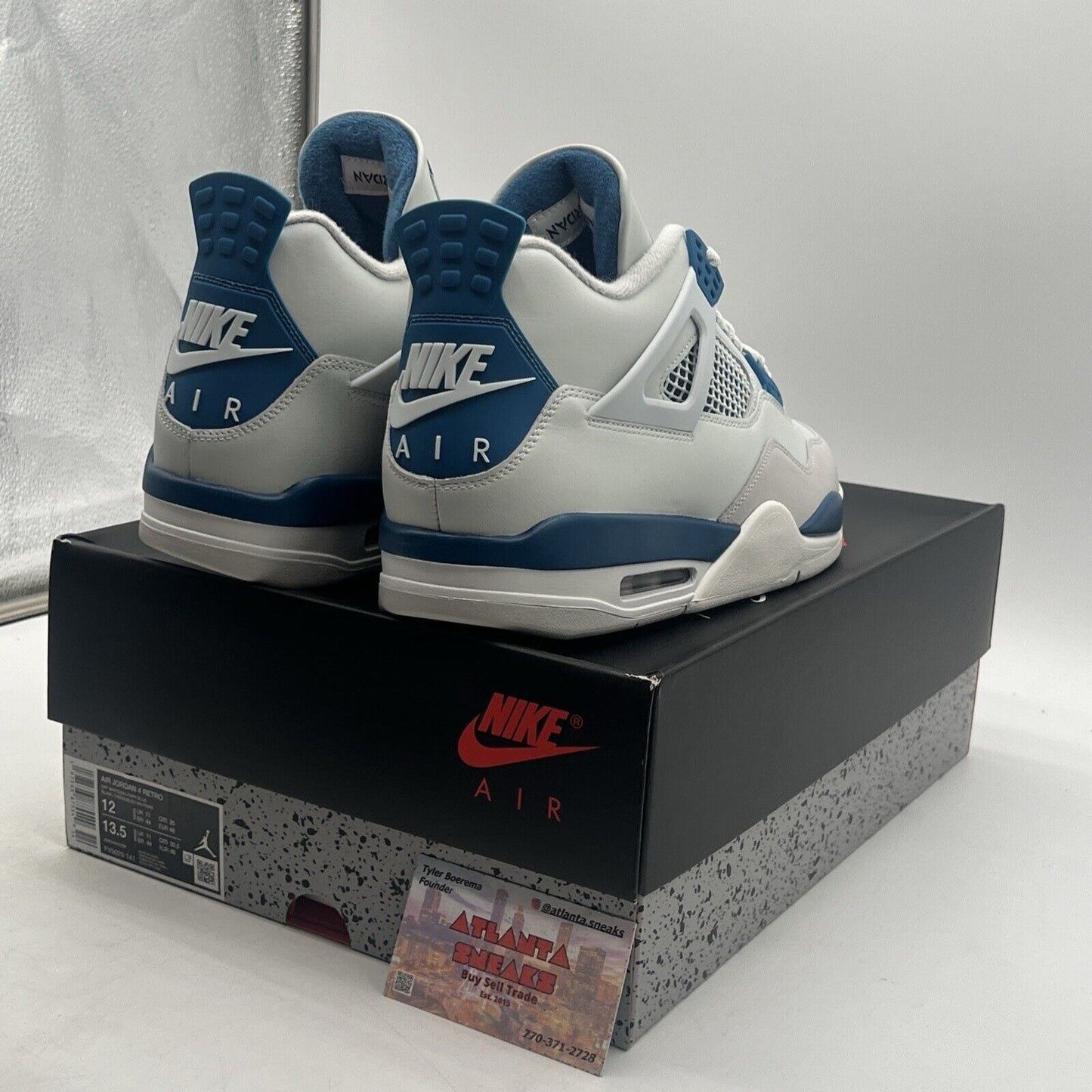 Size 12 - Air Jordan 4 Retro 2024 Military Blue White Leather Suede (FV5029-141)