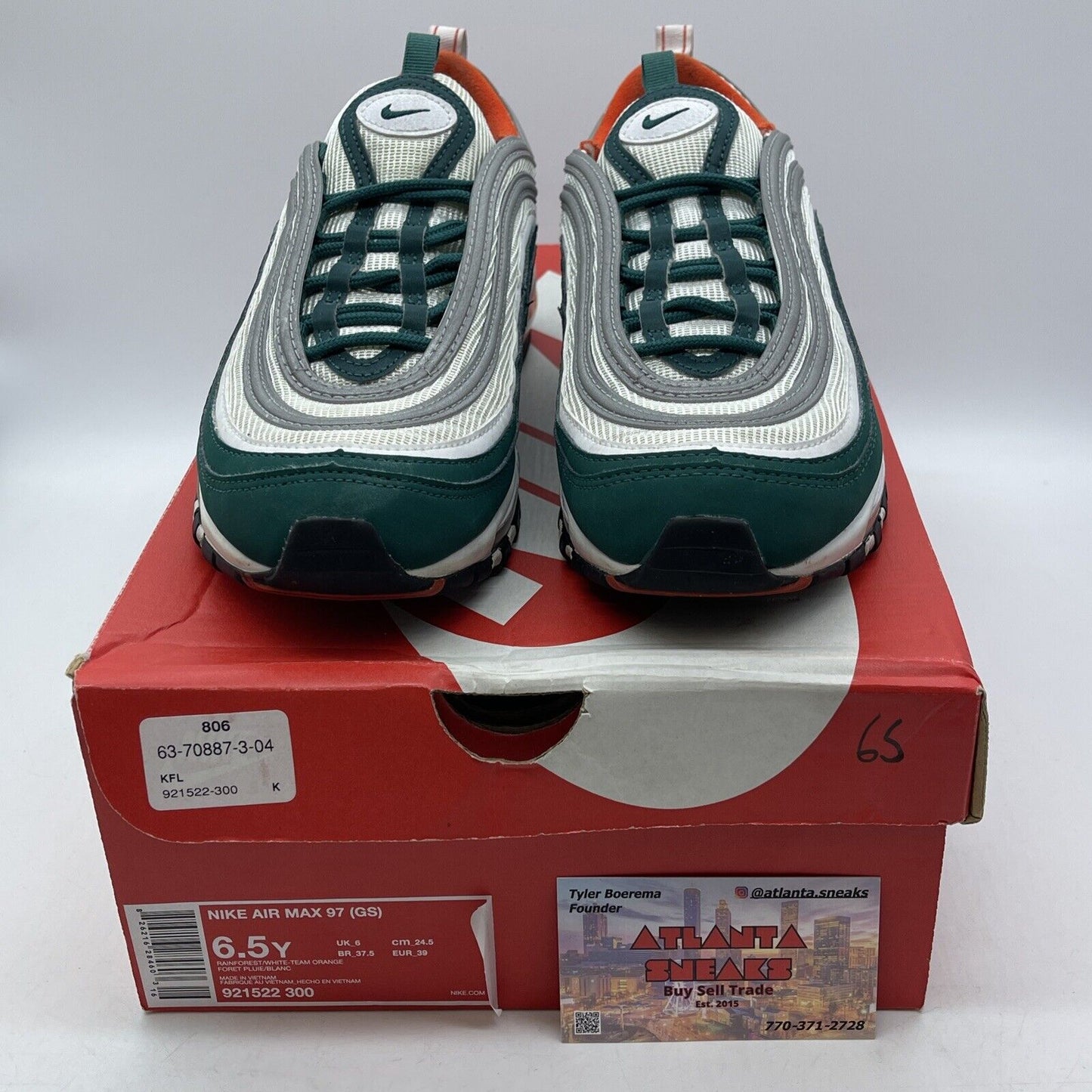 Size 5.5 (GS) - Nike Air Max 97 Low Miami Dolphins Leather (921522-300)