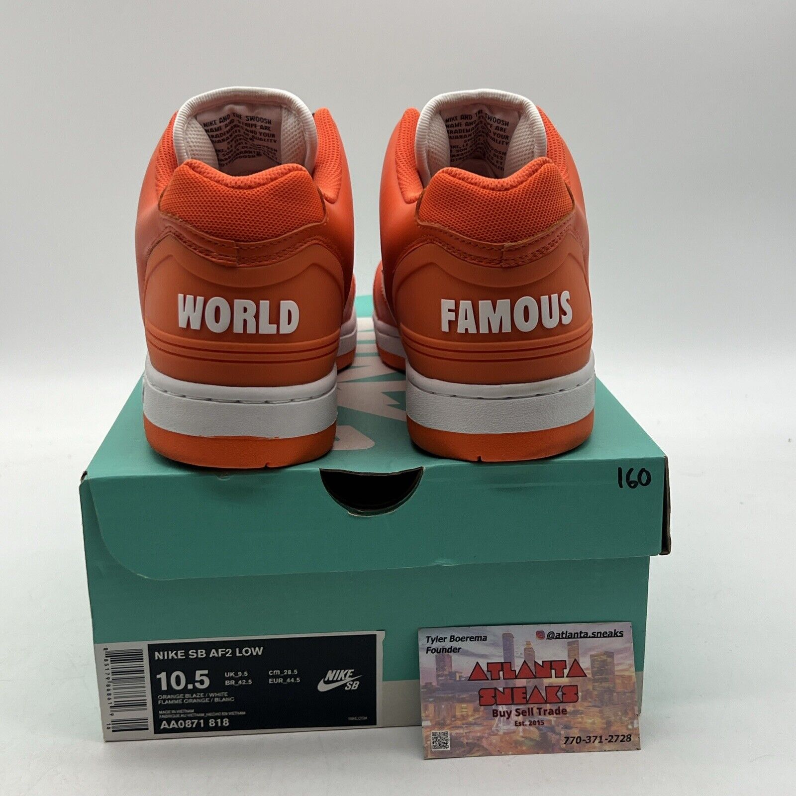 Size 10.5 - Nike Supreme x Air Force 2 Orange Leather (AA0871-818)