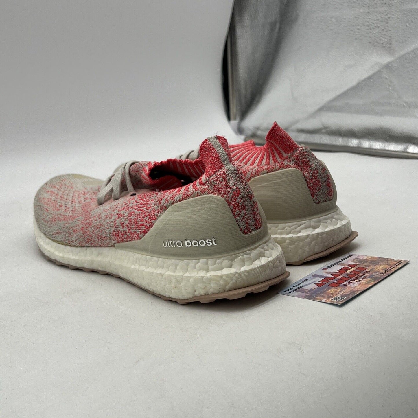 Size 9.5 - adidas UltraBoost Uncaged Raw White Shock Red W (B75863)