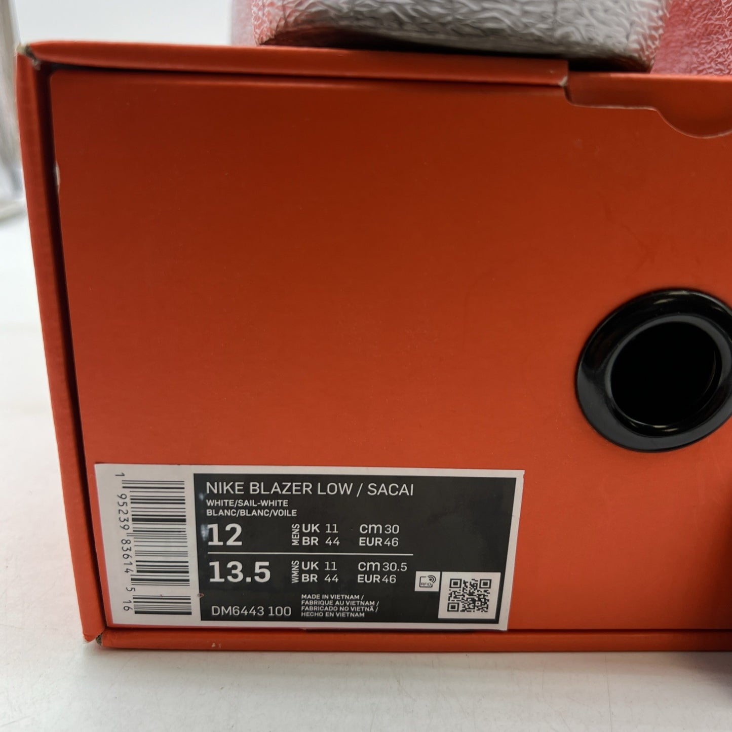 Size 12 - Nike sacai x Blazer Low White Patent (DM6443-100)