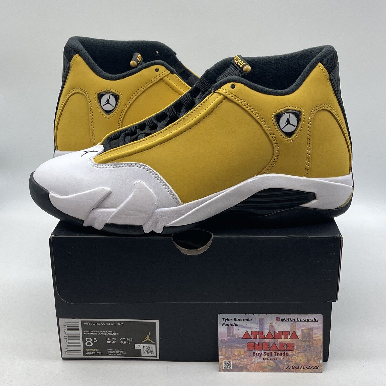 Size 8.5 - Jordan 14 Retro Light Ginger 2022 Yellow Suede Leather (487471-701)