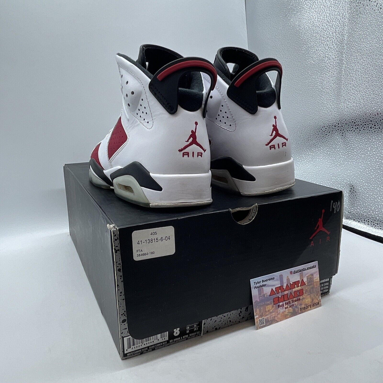 Size 8 - Air Jordan 6 Retro 2014 Carmine White Red Black Leather (384664-160)