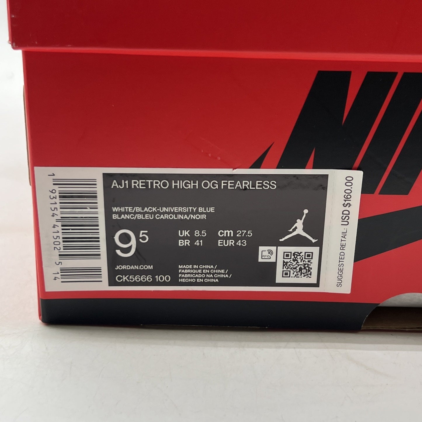 Size 9.5 - Air Jordan 1 Retro OG High Fearless (CK5666-100)