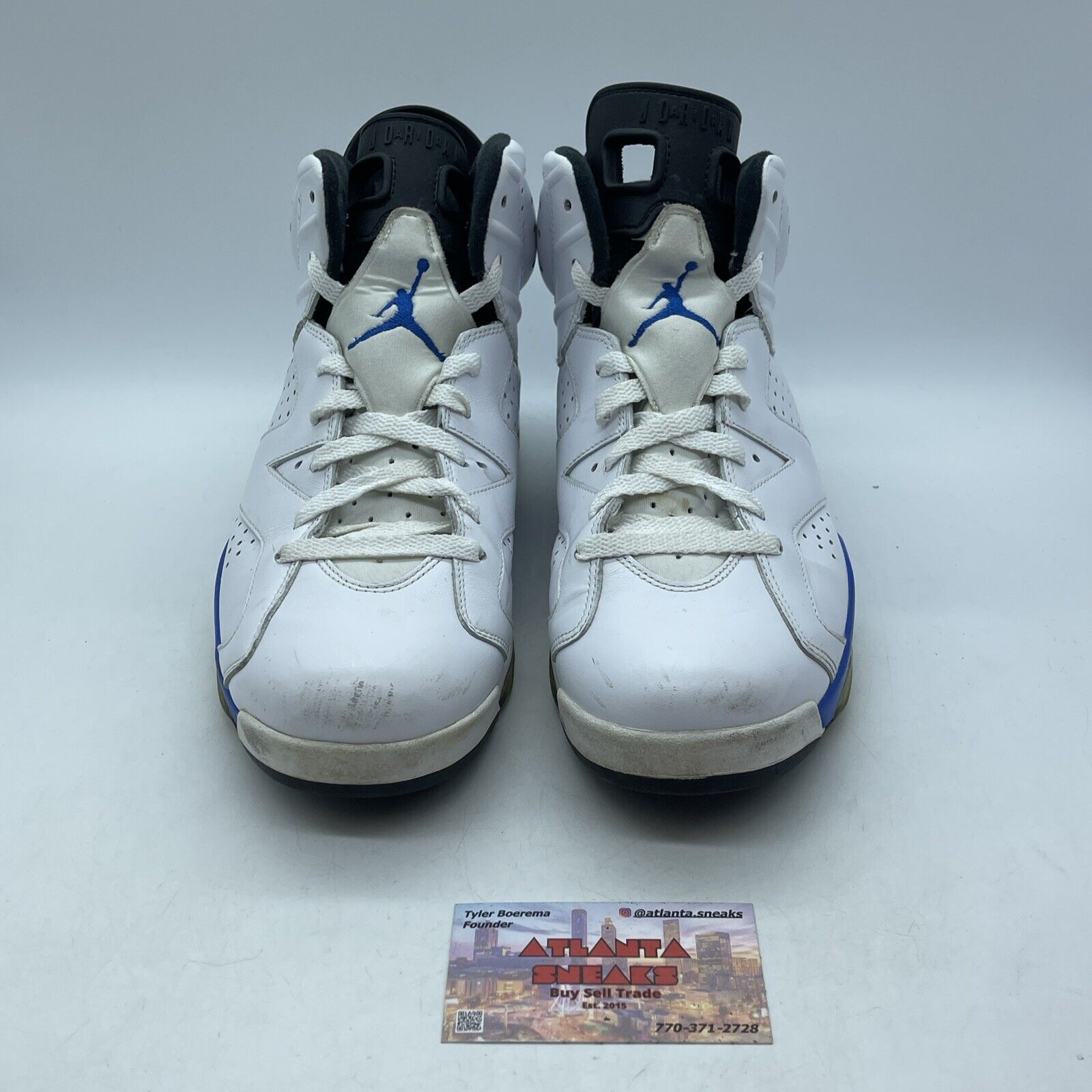 Size 10.5 - Air Jordan 6 Retro 2014 Sport Blue White Leather (384664-107)