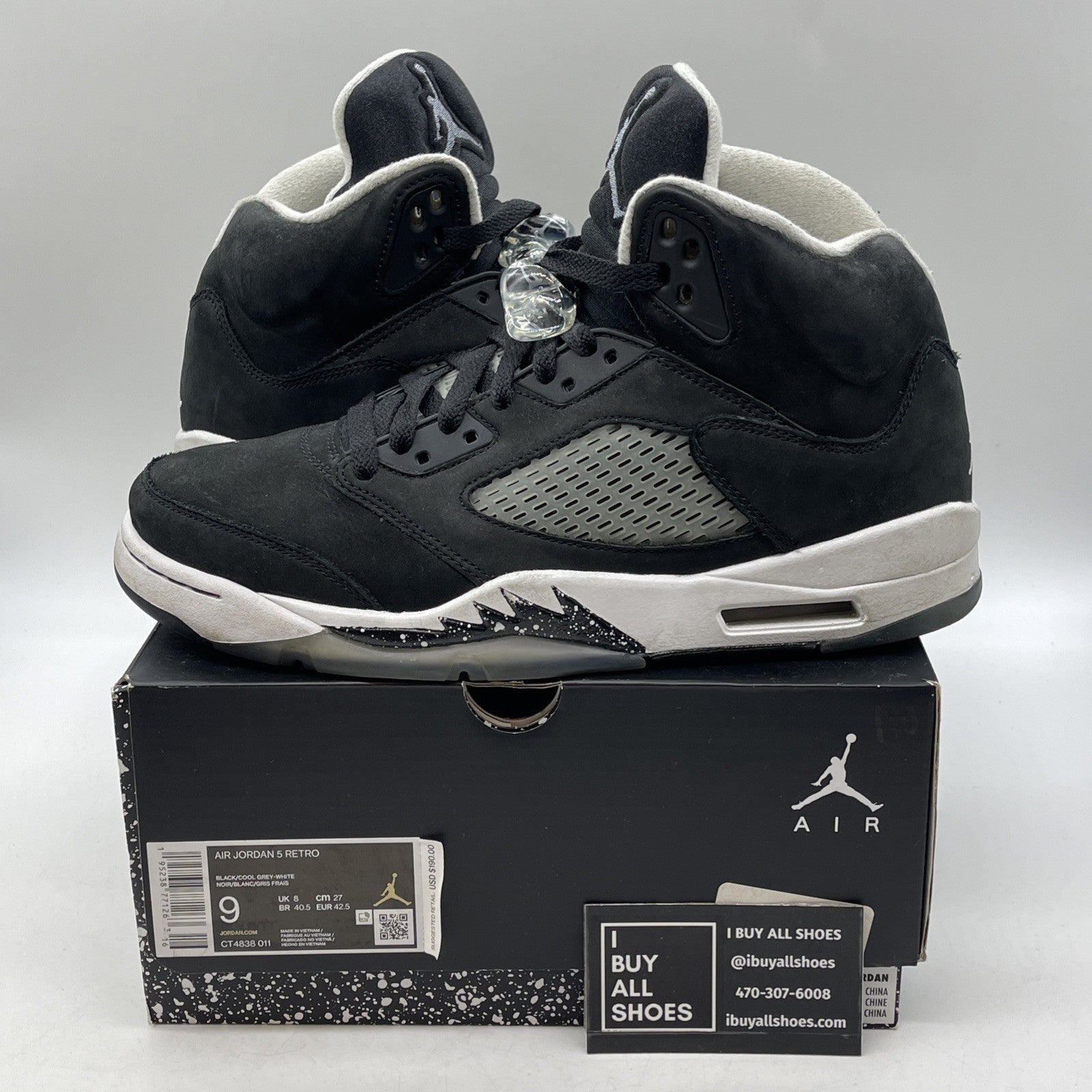 Size 9 - Jordan 5 Retro Mid Oreo Black White Suede (CT4838-011)