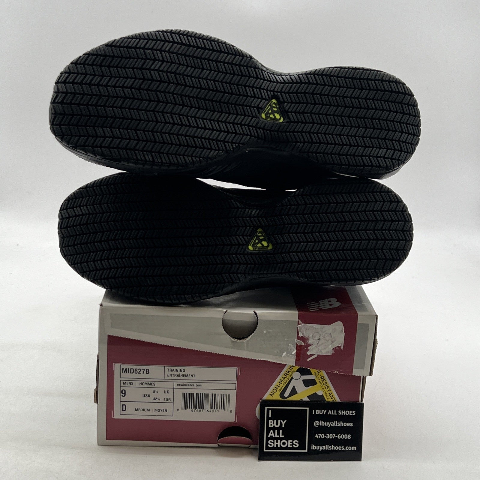 Size 9 - New Balance Steel Toe 627 Leather Triple Black (MID627B)