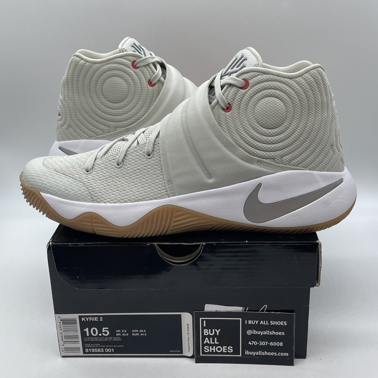Size 10.5 - Nike Kyrie 2 Summer Grey Suede Leather  (819583-001)
