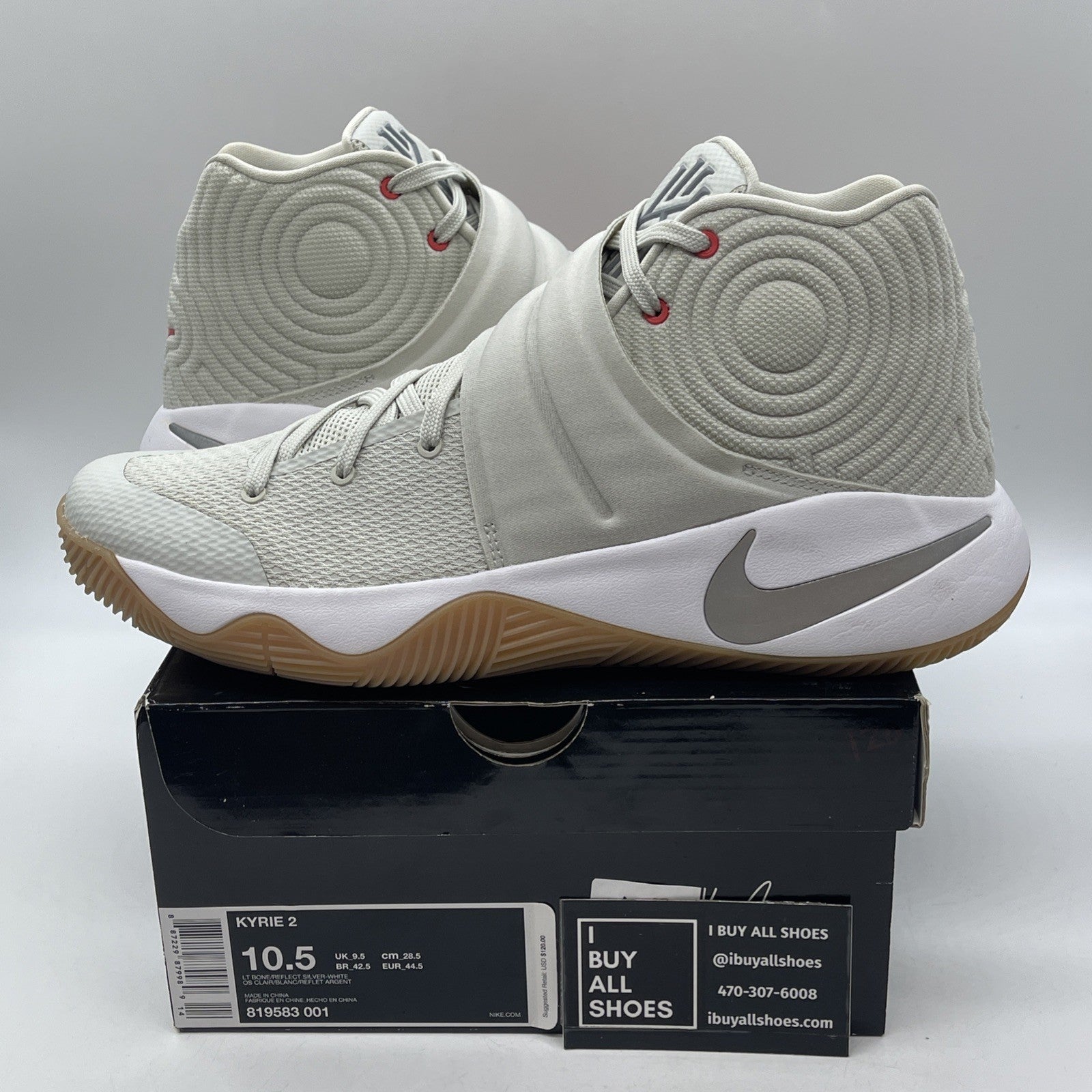 Size 10.5 - Nike Kyrie 2 Summer Grey Suede Leather  (819583-001)
