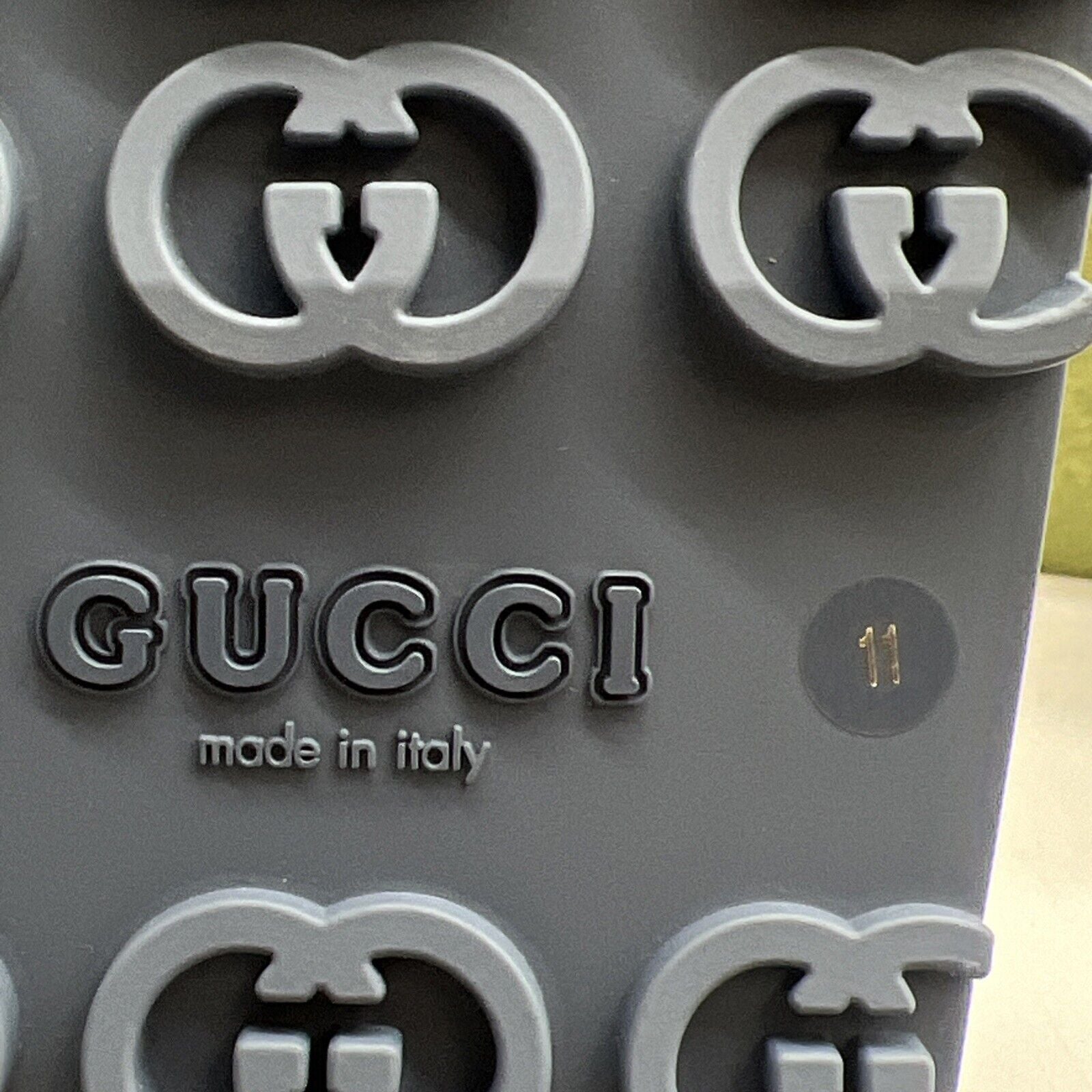 Size 11.5 - New Gucci Horsebit Platform Slide Sandals Blue Rubber