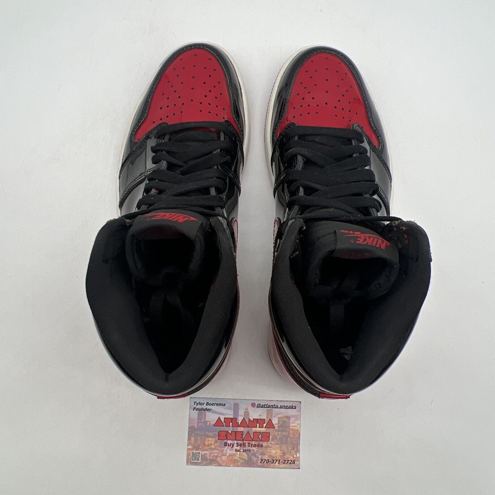 Size 8.5 - Jordan 1 Retro OG High Patent Bred Black White Red (555088-063)