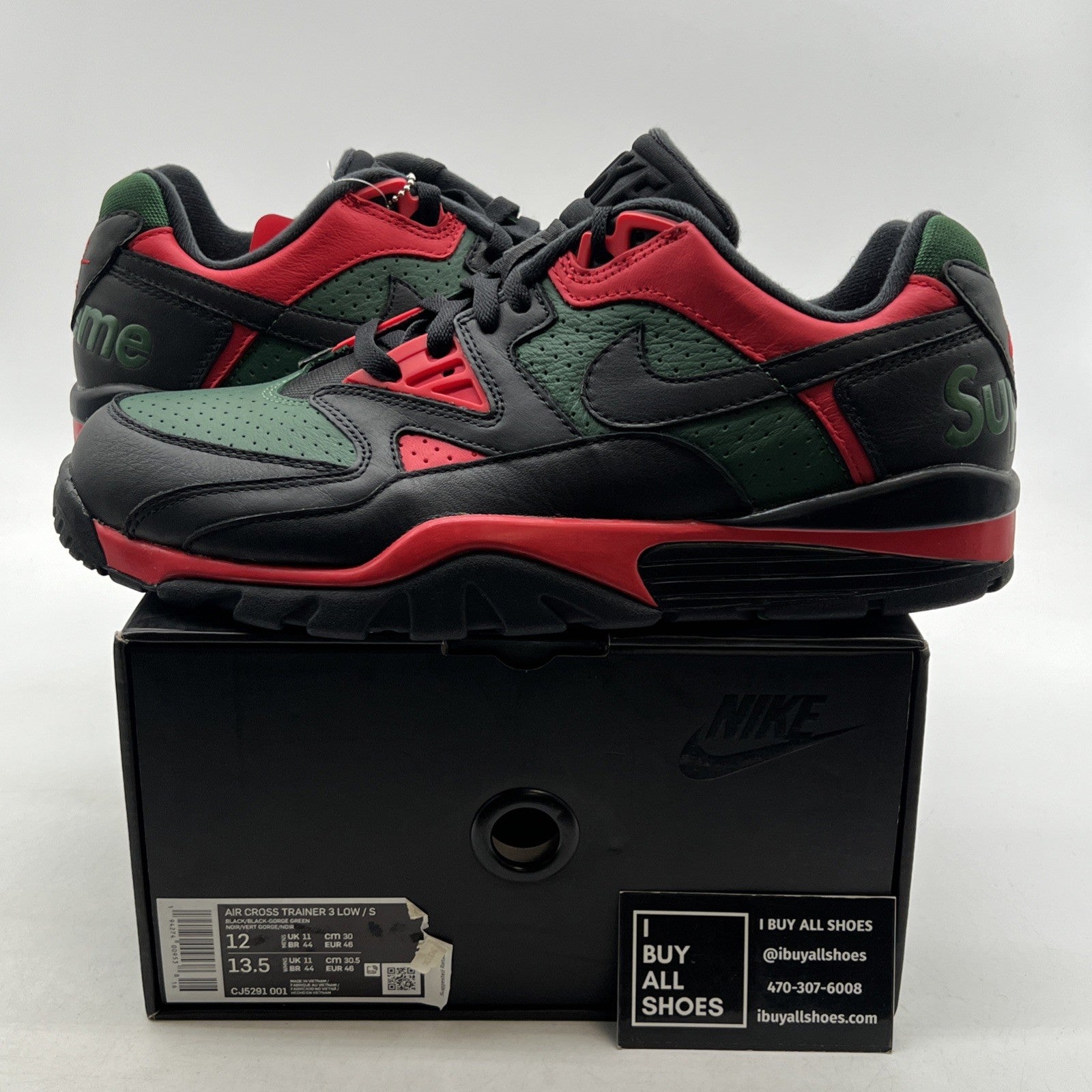 Size 12 - Nike Supreme x Air Cross Trainer 3 Low Black Gorge Green (CJ5291-001)