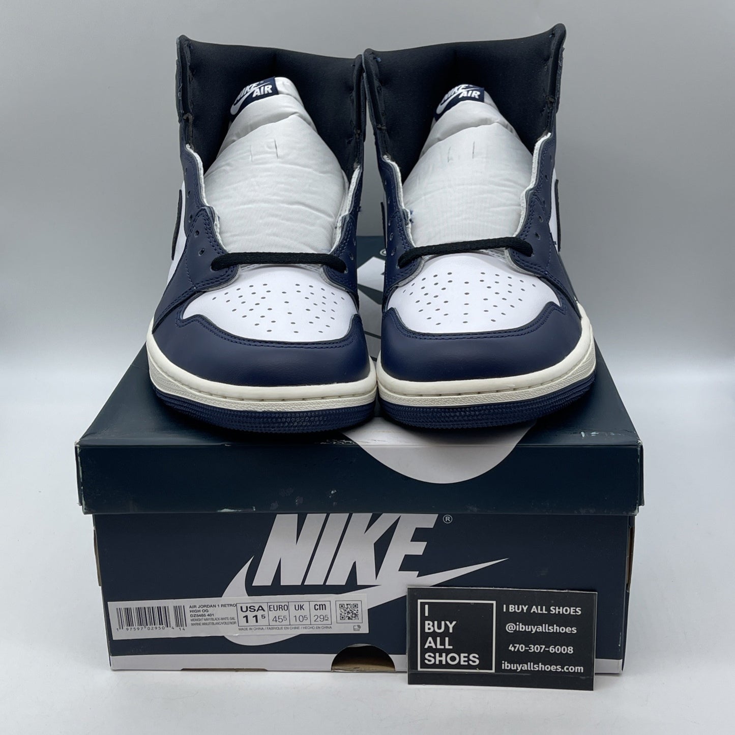 Size 11.5 - Air Jordan 1 Retro OG High Midnight Navy White Leather (DZ5485-401)