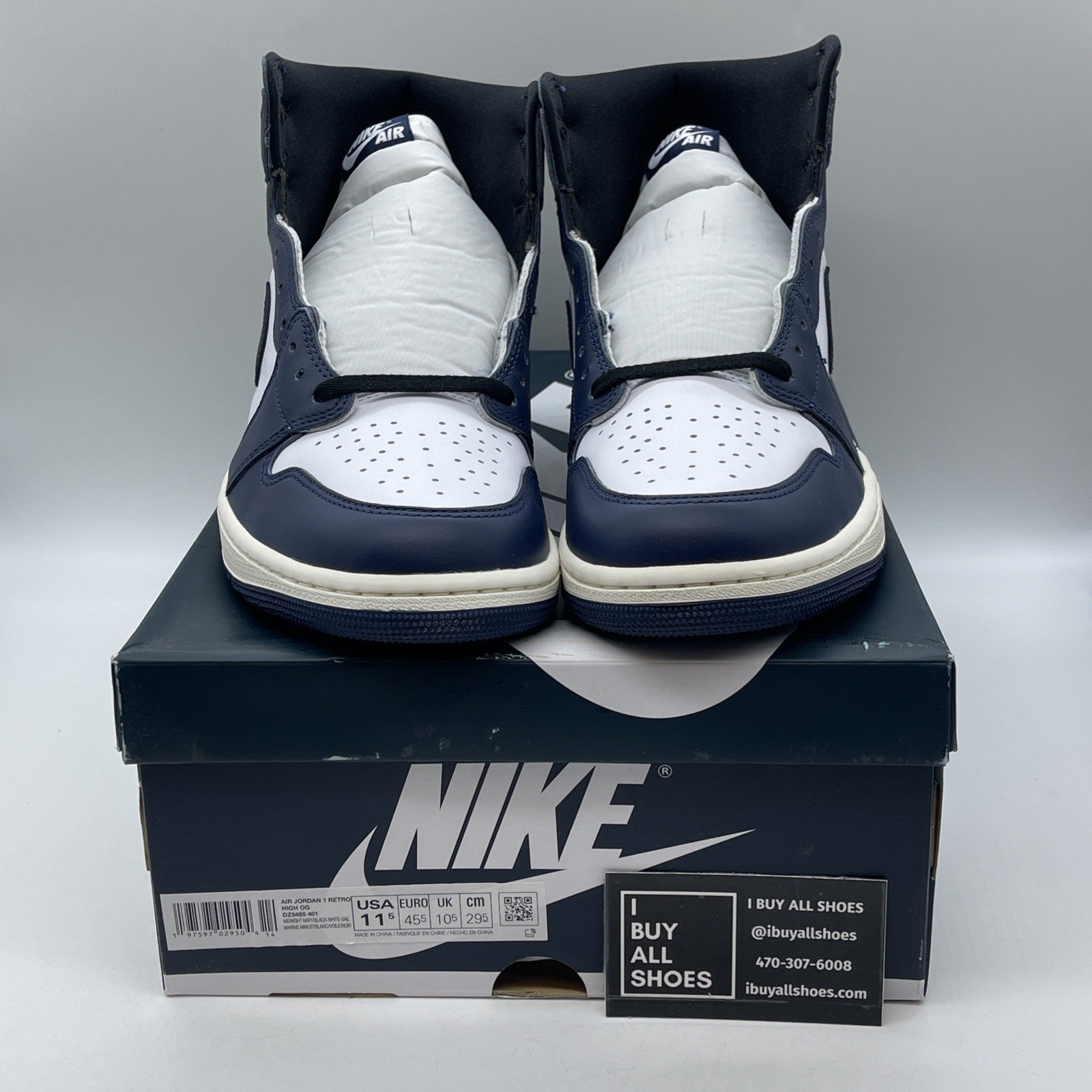 Size 11.5 - Air Jordan 1 Retro OG High Midnight Navy White Leather (DZ5485-401)