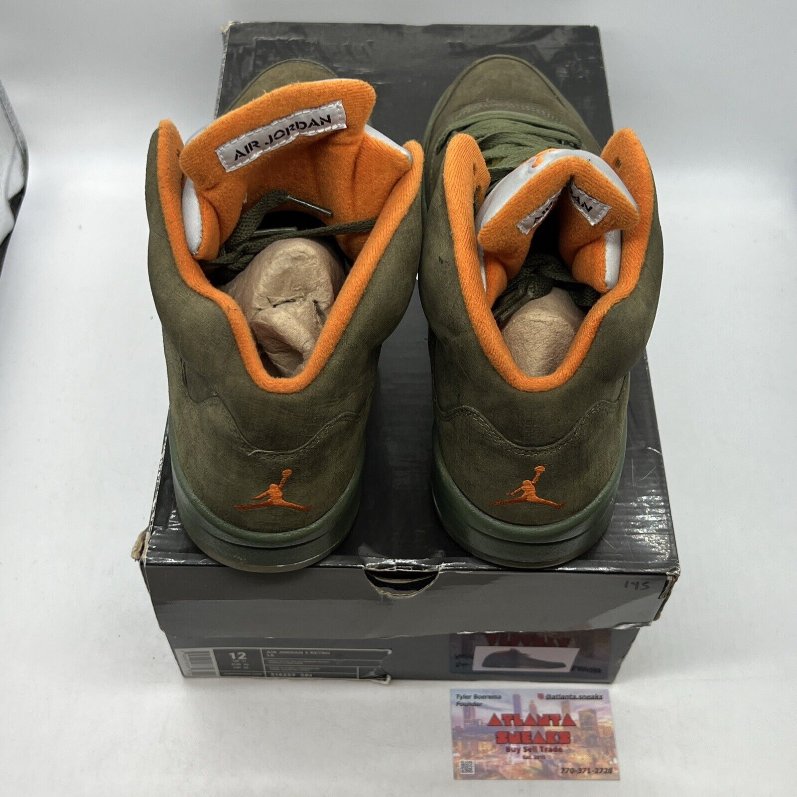 Size 12 - Air Jordan 5 Retro LS Olive Orange Silver (314259-381)