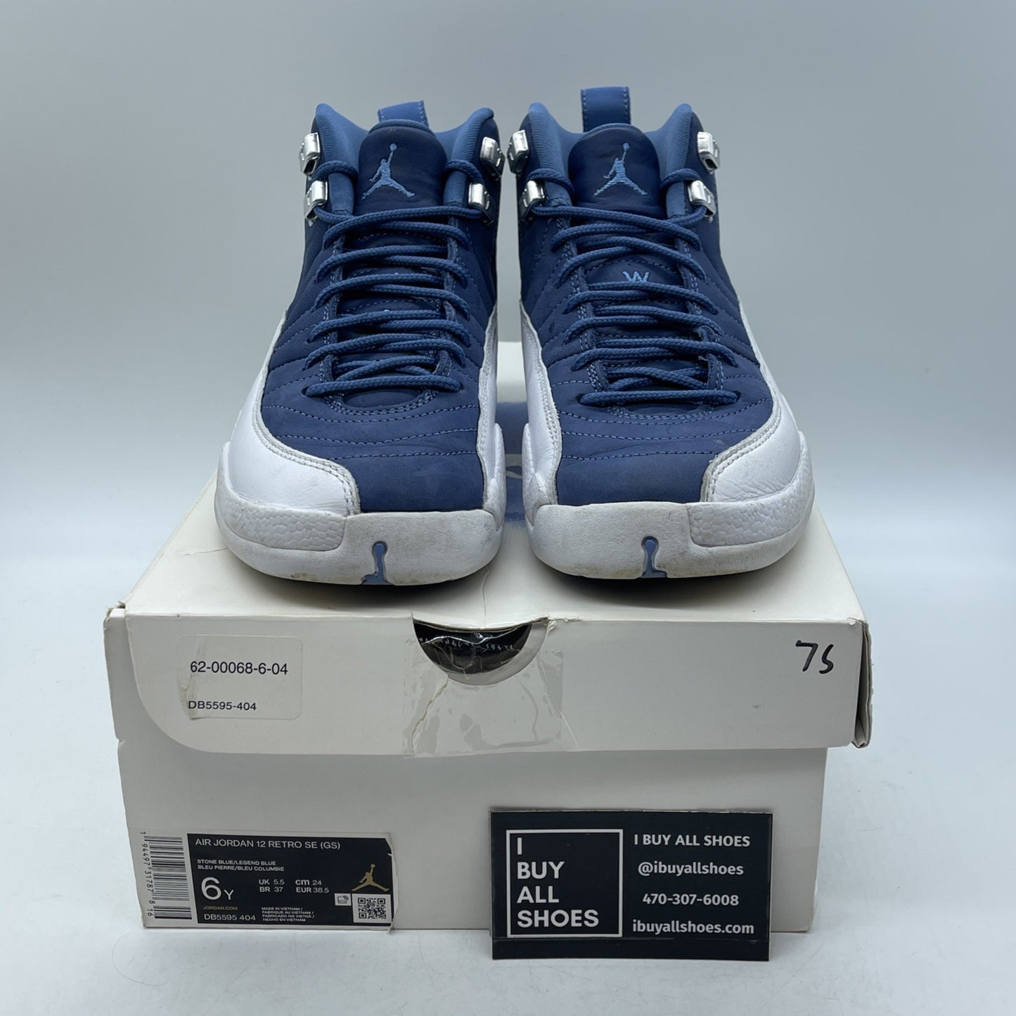 Size 6Y - Jordan 12 Retro Indigo Silver Blue White Leather (DB5595-404)