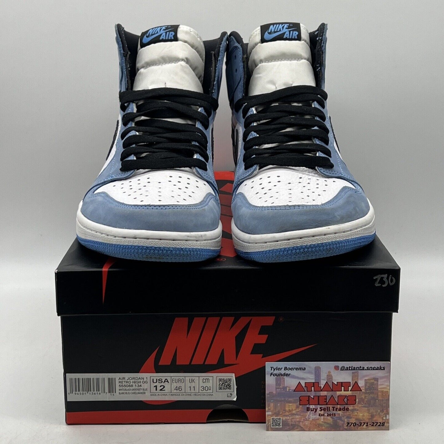 Size 12 - Jordan 1 Retro OG High University Blue Black White (555088-134)