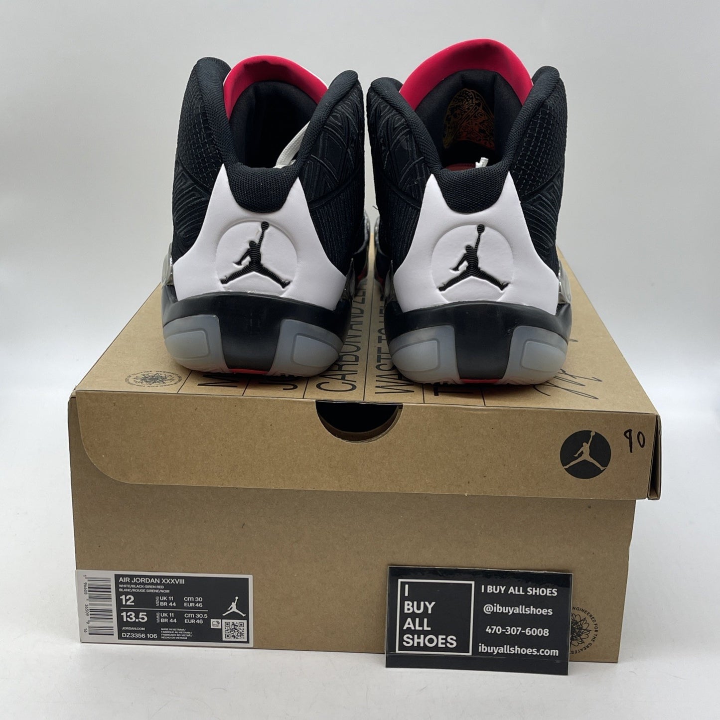 Size 12 - Air Jordan 38 Fundamental Black White Suede Leather (DZ3356-106)