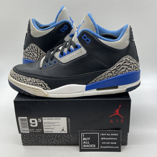 Size 9.5 - Air Jordan 3 Retro Sport Blue (136064-007)