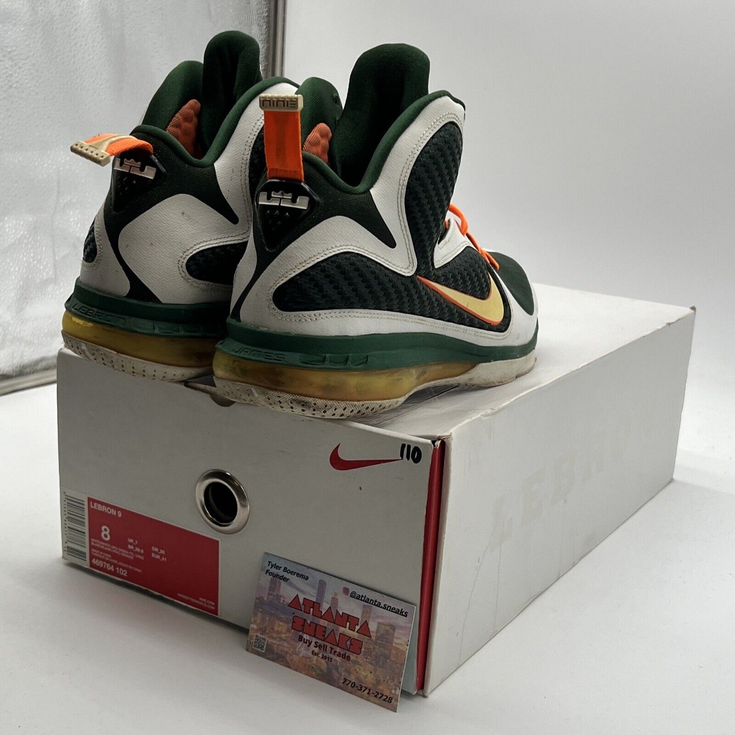 Size 8 - Nike LeBron 9 Miami Hurricanes (469764-102)