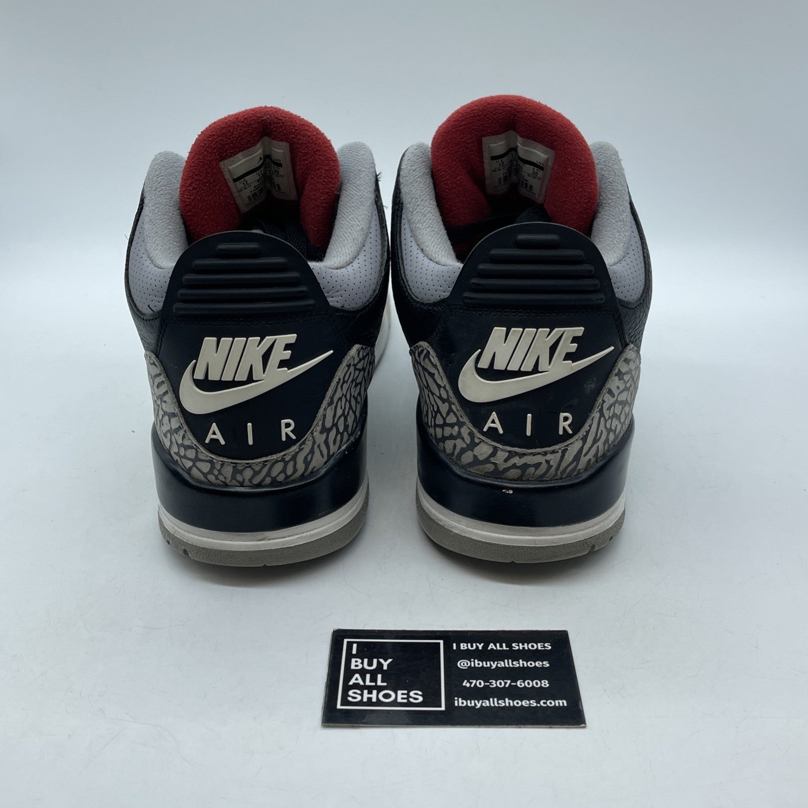 Size 12 - Jordan 3 Retro OG Mid Black Cement Grey Leather Suede (854262-001)