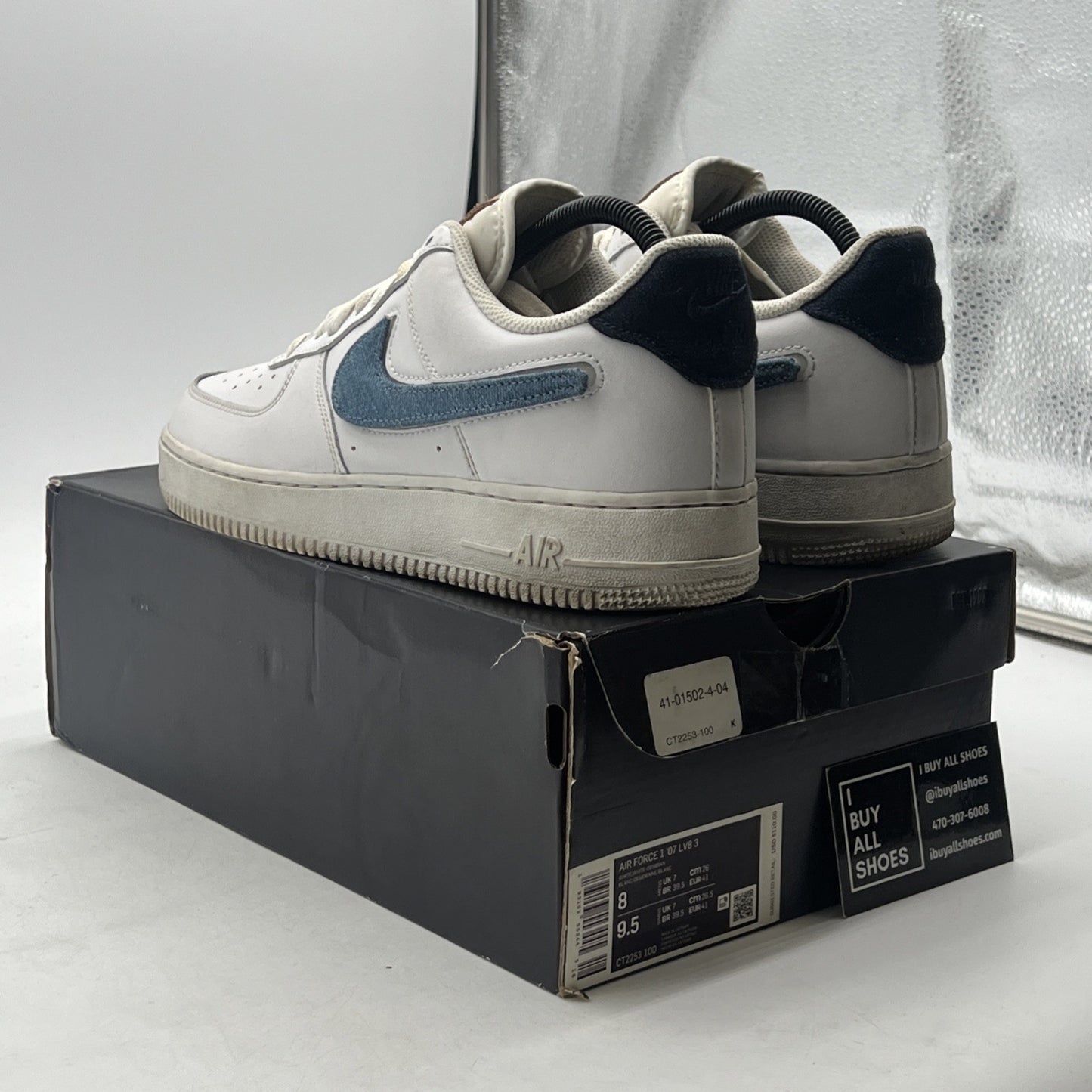 Size 8 - Nike Air Force 1 '07 LV8 Low Removable Swoosh - White Vachetta Tan