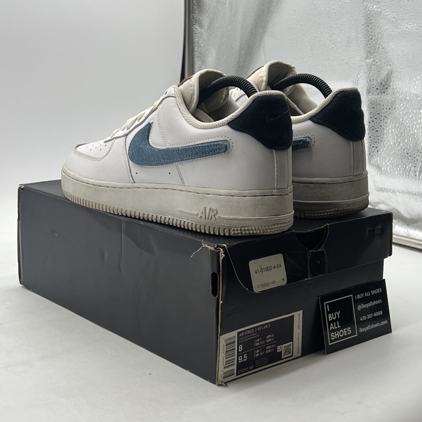 Size 8 - Nike Air Force 1 '07 LV8 Low Removable Swoosh - White Vachetta Tan