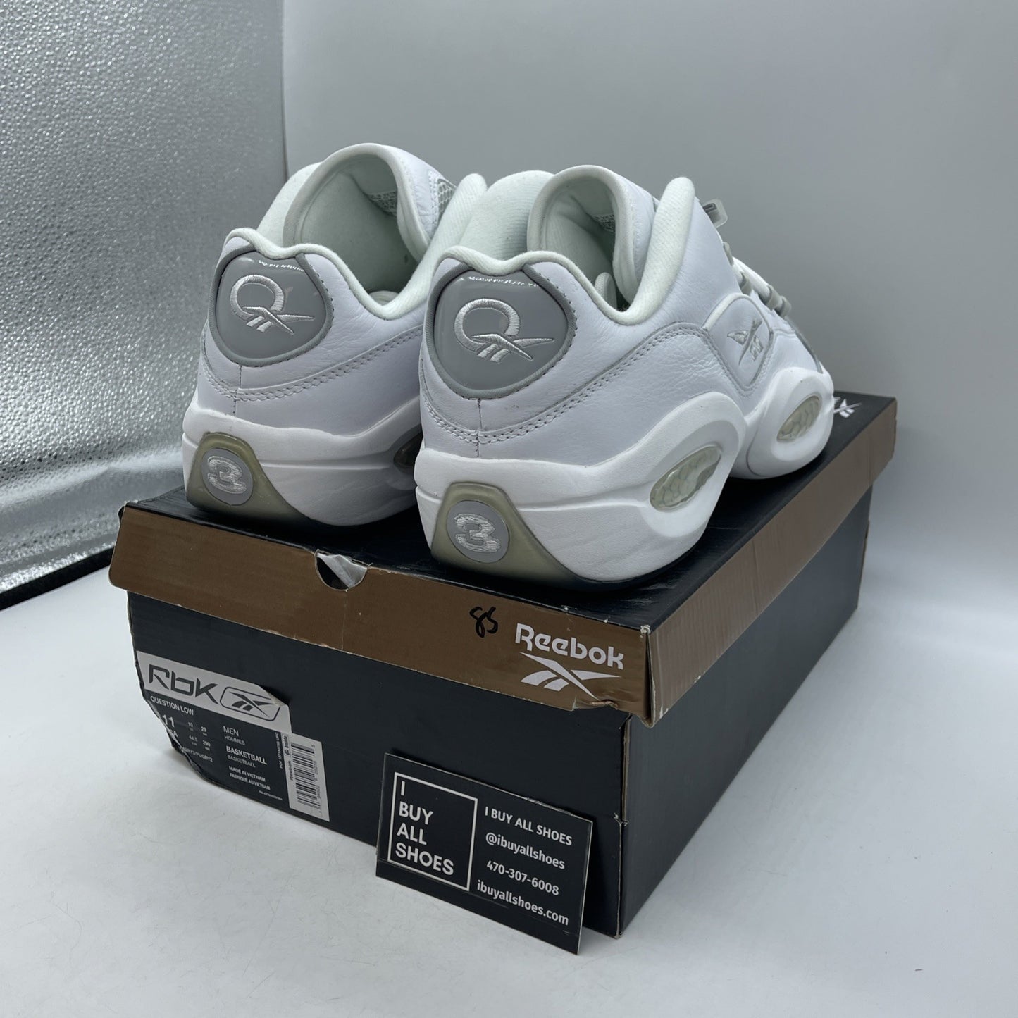 Size 11 - Reebok Question Low White Grey (GZ0366)