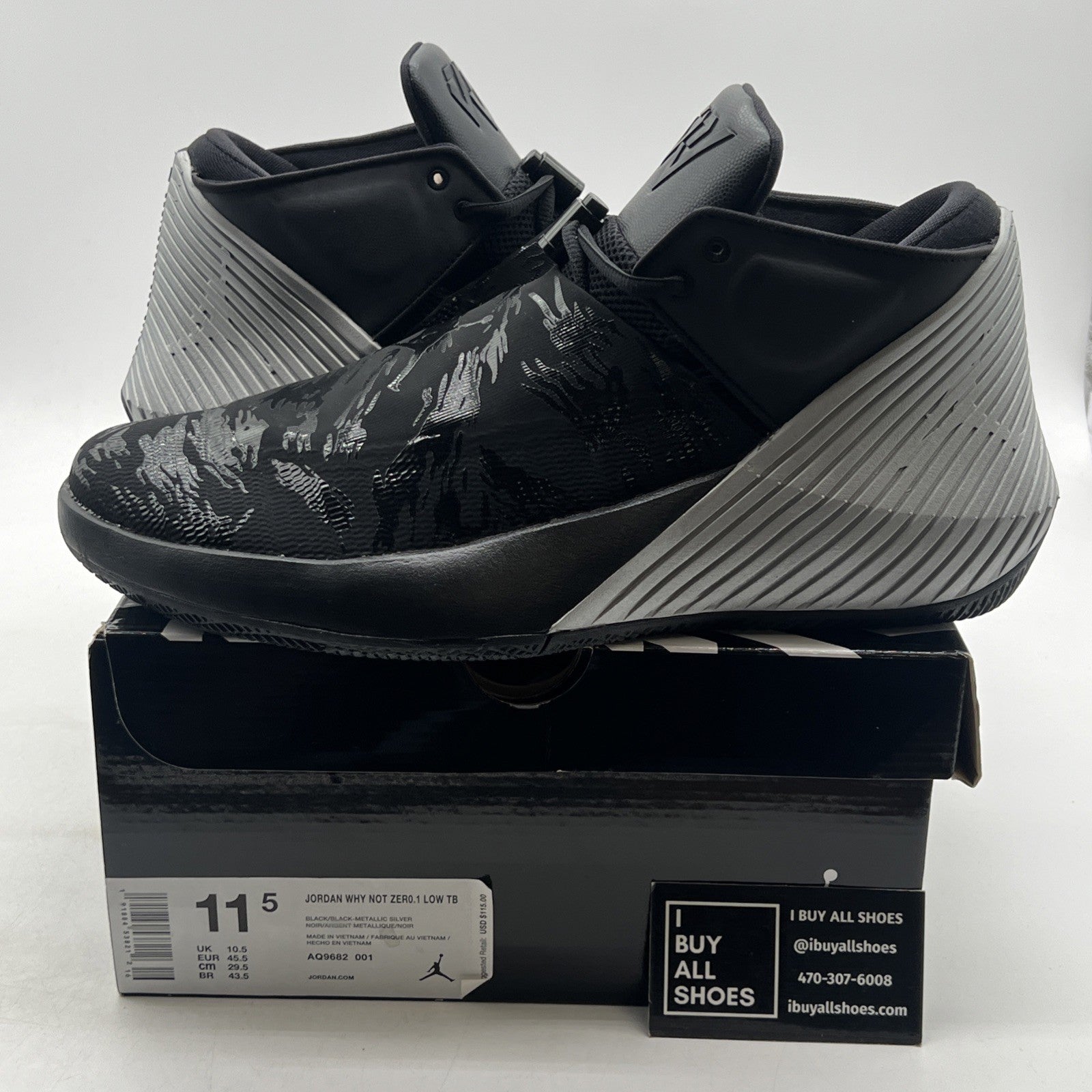 Size 11.5 - Jordan Why Not Zer0.1 TB Low Black Metallic Silver(AQ9682-001)