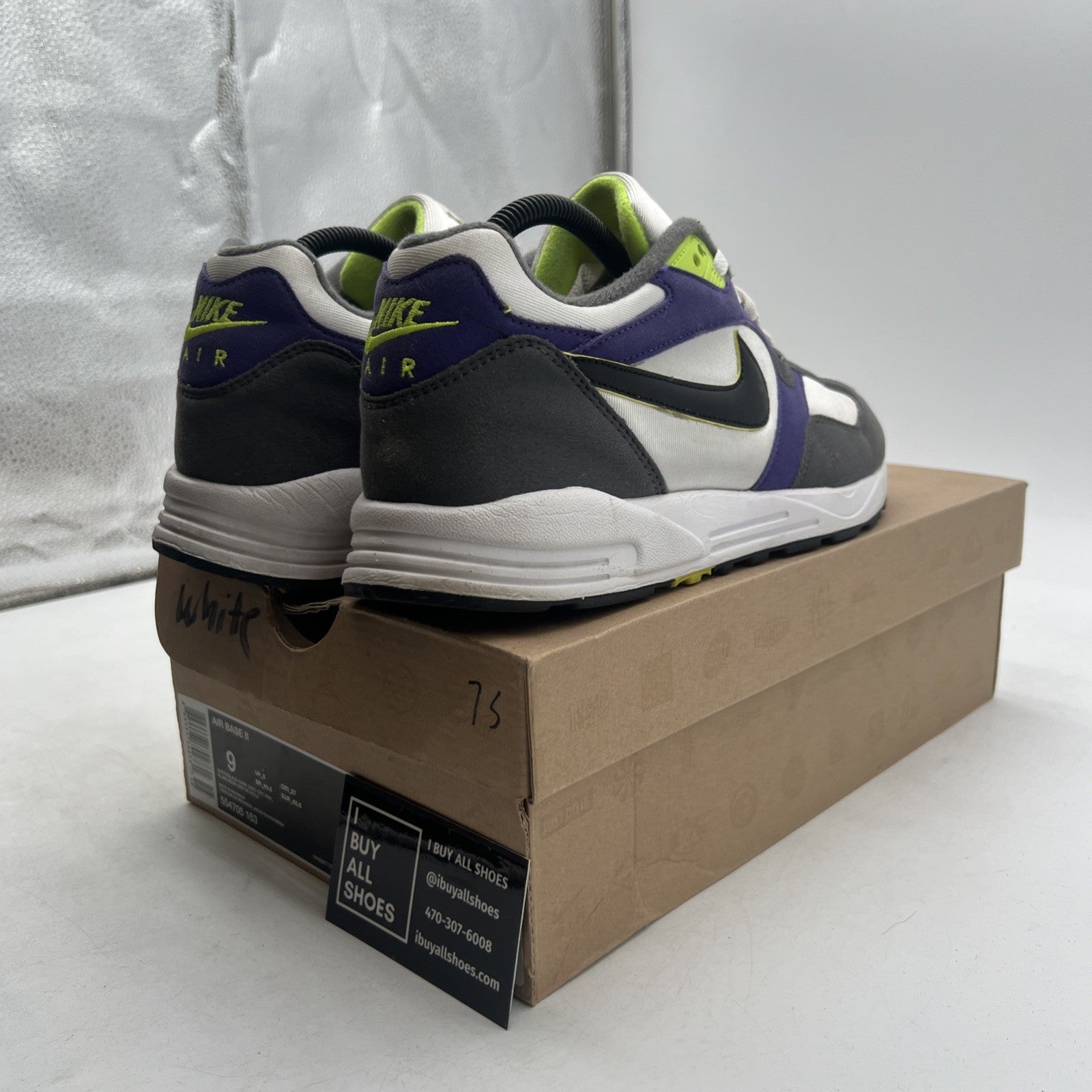 Size 9 - Nike Air Base 2 White Grey Court Purple (554705-153)
