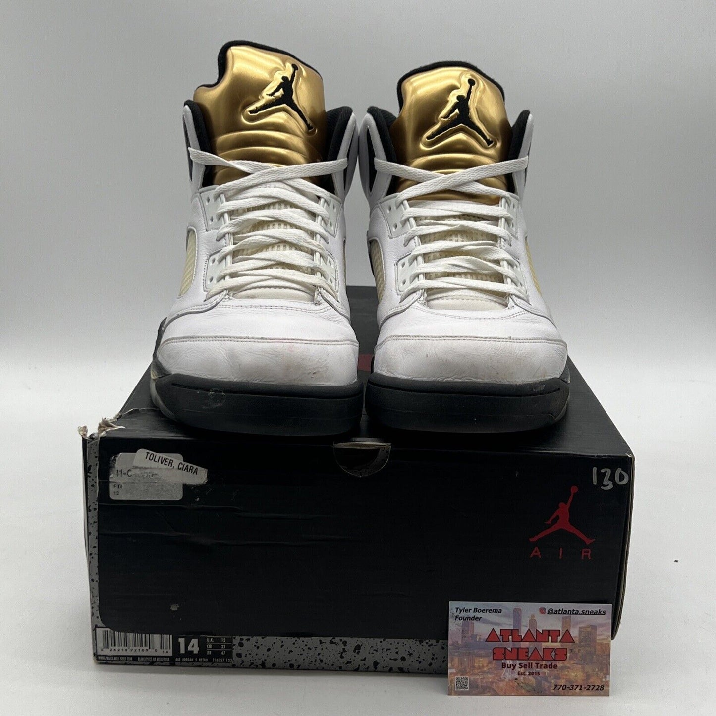 Size 14 - Air Jordan 5 Retro Olympic White Black Gold (136027-133)