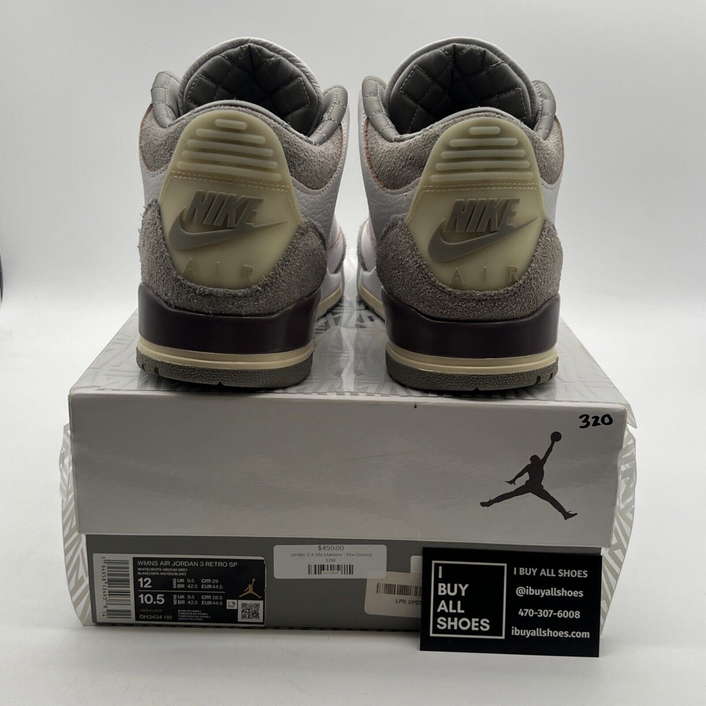 Size 12 - Air Jordan 3 Retro SP x A Ma Maniere Low Raised By Women W DH3434-110