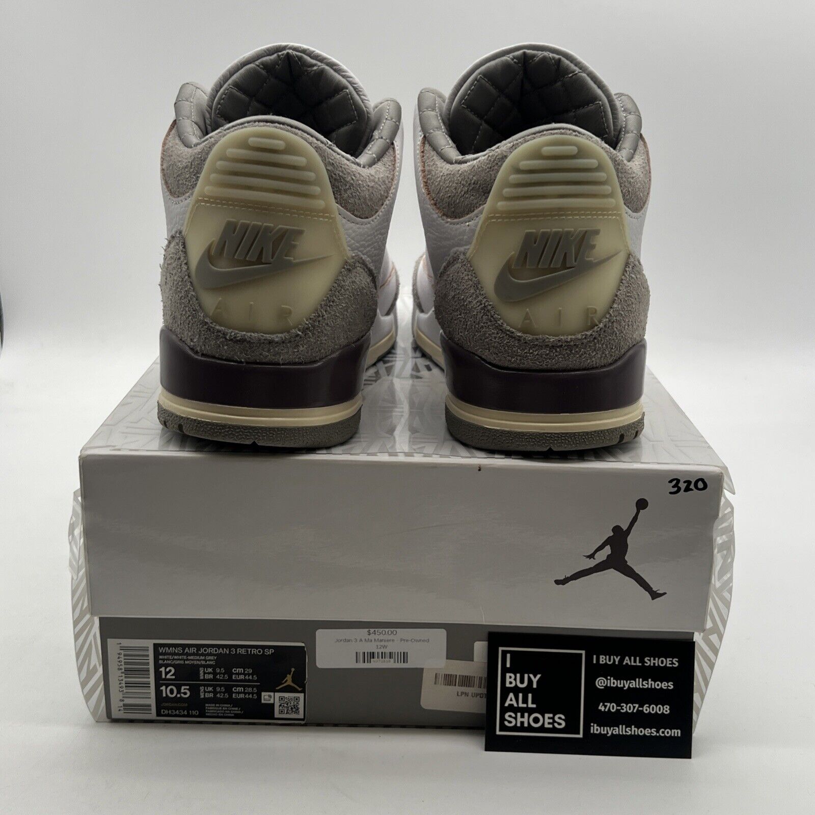 Size 12 - Air Jordan 3 Retro SP x A Ma Maniere Low Raised By Women W DH3434-110