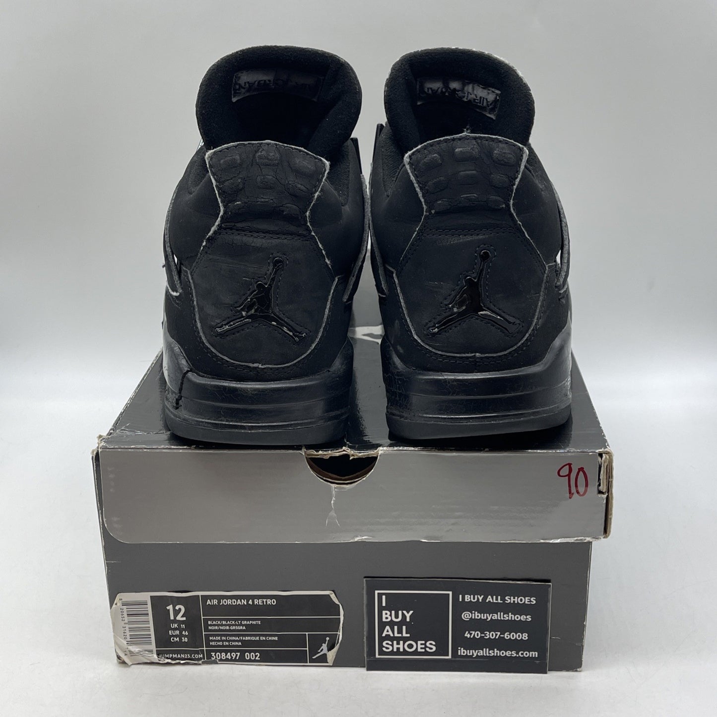 Size 12 - Air Jordan 4 Retro 2006 Black Cat (308497-002)