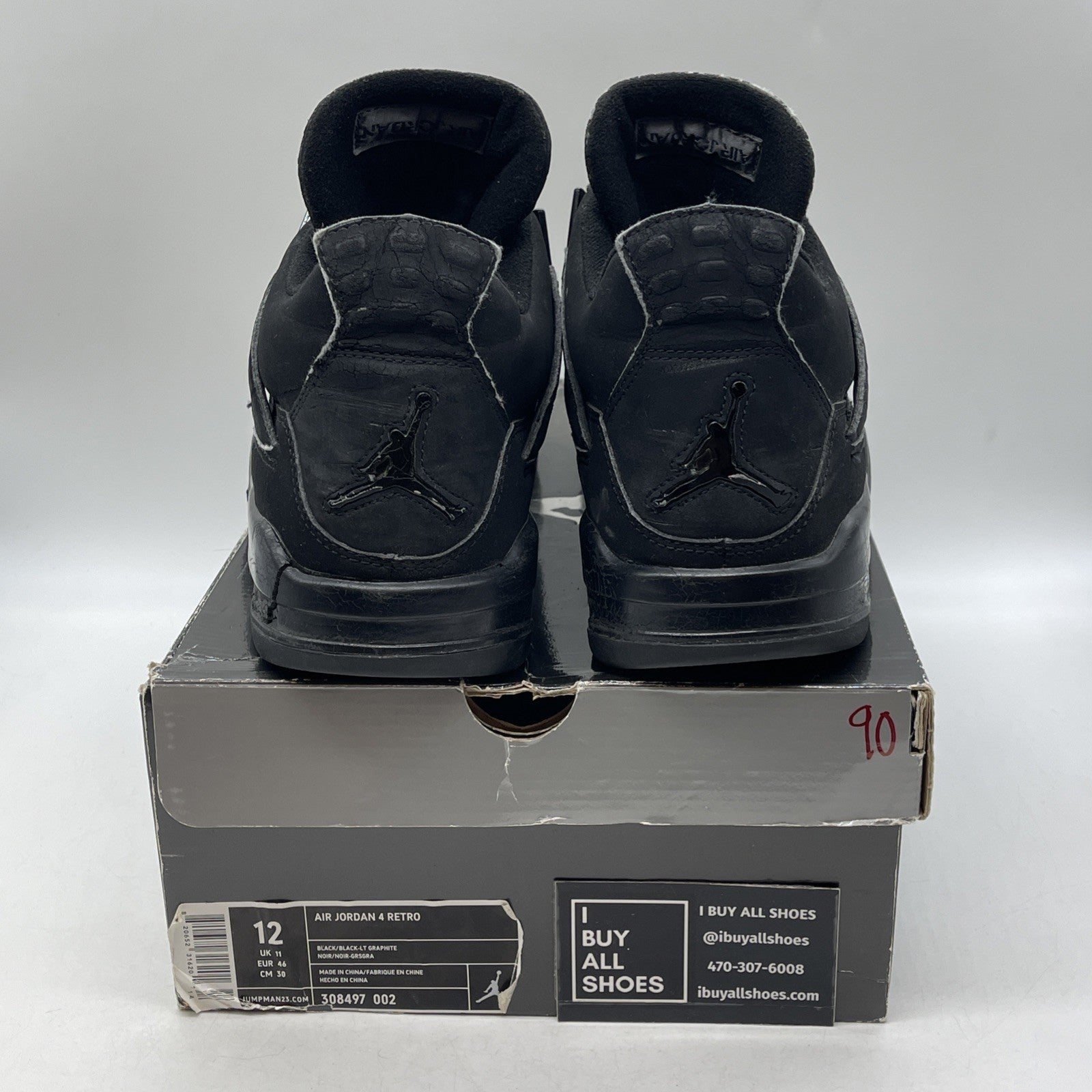 Size 12 - Air Jordan 4 Retro 2006 Black Cat (308497-002)