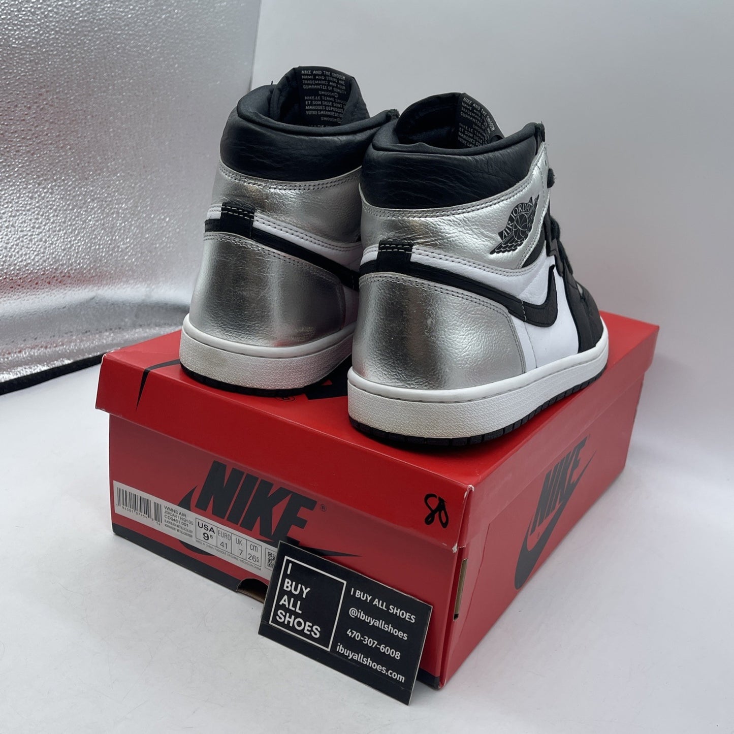 Size 9.5 - Air Jordan 1 High OG Metallic Silver (CD0461-001)