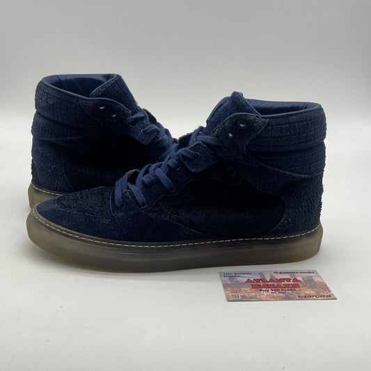 Size 7 - Balenciaga Blue Suede Leather High Top Sneakers Made In ITALY